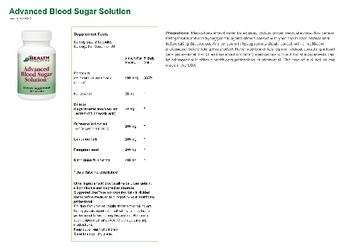 Health Resources Advanced Blood Sugar Solution - supplement