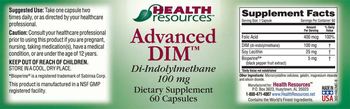 Health Resources Advanced DIM - supplement