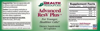 Health Resources Advanced ResV Plus - supplement