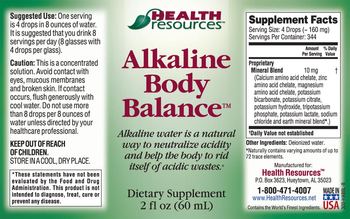 Health Resources Alkaline Body Balance - supplement