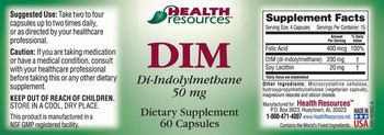 Health Resources DIM - supplement