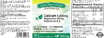 Health Thru Nutrition Naturally Calcium 1,000 mg Magnesium 400 mg - supplement