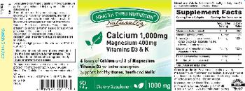 Health Thru Nutrition Naturally Calcium 1,000 mg Magnesium 400 mg - supplement