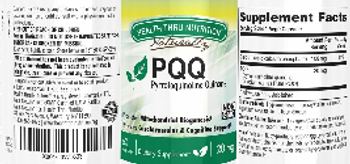 Health Thru Nutrition Naturally PQQ Pyrroloquinoline Quinone 20 mg - supplement