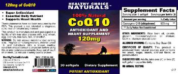 Healthy Choice Naturals 100% Natural CoQ10 Antioxidant And Heart Supplement 120 mg - supplement