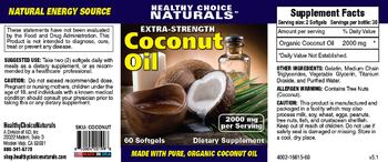 Healthy Choice Naturals Extra-Strength Coconut Oil 2000 mg - supplement