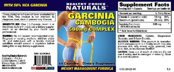 Healthy Choice Naturals Garcinia Cambogia 500 mg Complex - supplement