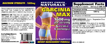 Healthy Choice Naturals Garcinia Max 1600 mg - supplement