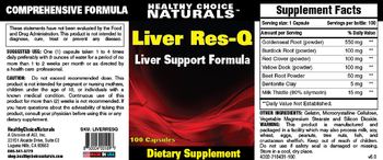 Healthy Choice Naturals Liver Res-Q - supplement