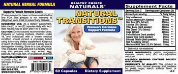 Healthy Choice Naturals Natural Transitions - supplement
