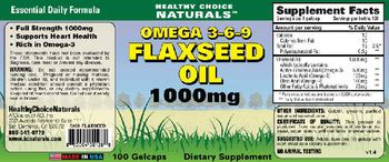 Healthy Choice Naturals Omega 3-6-9 Flaxseed Oil 1000 mg - supplement