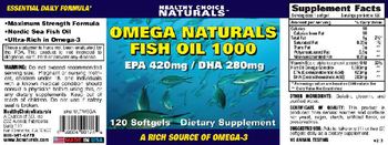 Healthy Choice Naturals Omega Naturals Fish Oil 1000 - supplement