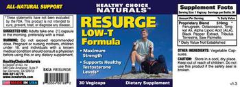 Healthy Choice Naturals Resurge Low-T Formula - supplement