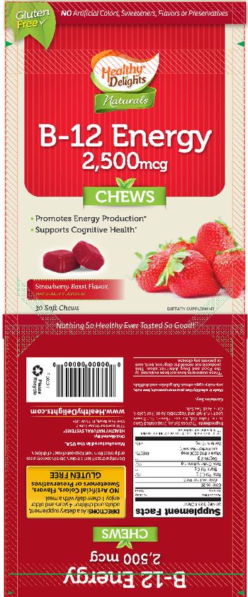 Healthy Delights Naturals B-12 Energy 2,500 mcg Chews Strawberry Burst Flavor - supplement