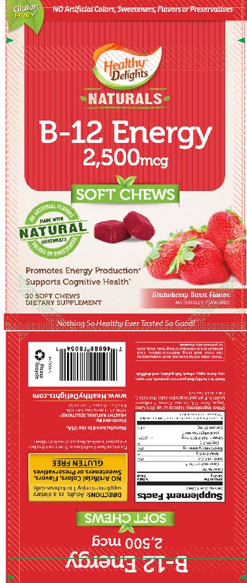 Healthy Delights Naturals B-12 Energy 2,500 mcg Soft Chews Strawberry Burst Flavor - supplement