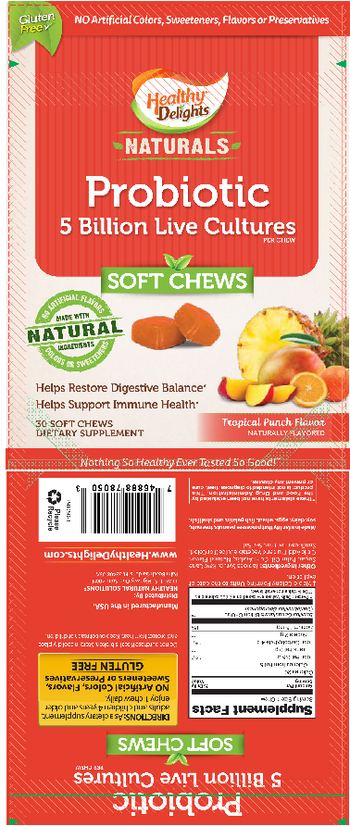 Healthy Delights Naturals Probiotic Chews Tropical Punch Flavor - supplement
