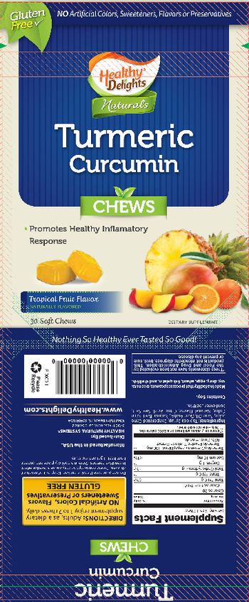 Healthy Delights Naturals Turmeric Curcumin Chews Tropical Fruit Flavor - supplement