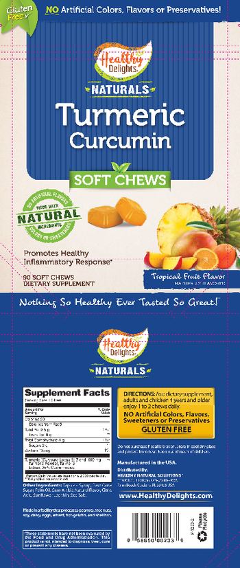 Healthy Delights Naturals Turmeric Curcumin Soft Chews Tropical Fruit Flavor - supplement