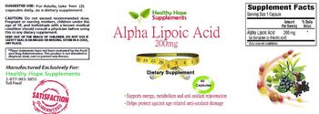 Healthy Hope Supplements Alpha Lipoic Acid 200 mg - supplement