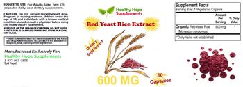 Healthy Hope Supplements Red Yeast Rice Extract - supplement