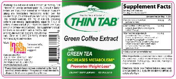 Healthy Natural Systems Thin Tab Green Coffee Extract With Green Tea - supplement