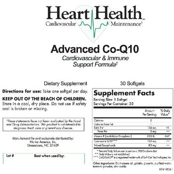 Heart Health Advanced Co-Q10 Cardiovascular & Immune Support Formula - supplement