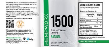 HempWorx 1500 Full Spectrum CBD Oil Natural - supplement