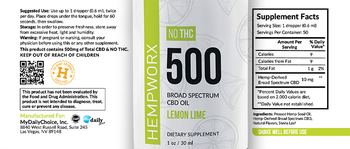 HempWorx 500 Broad Spectrum CBD Oil Lemon Lime - supplement