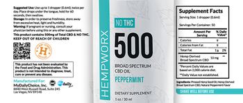 HempWorx 500 Broad Spectrum CBD Oil Peppermint - supplement