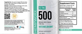 HempWorx 500 Broad Spectrum CBD Oil Watermelon Mint - supplement