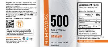 HempWorx 500 Full Spectrum CBD Oil Cinnamon - supplement