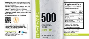 HempWorx 500 Full Spectrum CBD Oil Lemon Lime - supplement