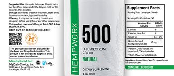 HempWorx 500 Full Spectrum CBD Oil Natural - supplement