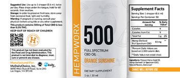 HempWorx 500 Full Spectrum CBD Oil Orange Sunshine - supplement