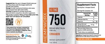 HempWorx 750 Broad Spectrum CBD Oil Cinnamon - supplement