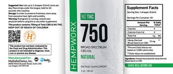 HempWorx 750 Broad Spectrum CBD Oil Natural - supplement