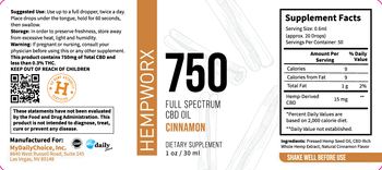 HempWorx 750 Full Spectrum CBD Oil Cinnamon - supplement