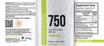 HempWorx 750 Full Spectrum CBD Oil Lemon Lime - supplement