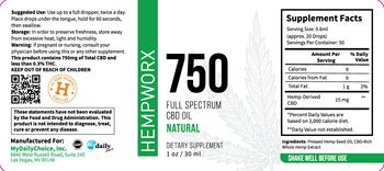 HempWorx 750 Full Spectrum CBD Oil Natural - supplement