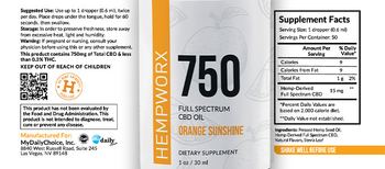 HempWorx 750 Full Spectrum CBD Oil Orange Sunshine - supplement