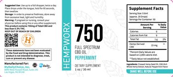 HempWorx 750 Full Spectrum CBD Oil Peppermint - supplement