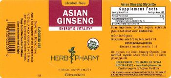 Herb Pharm Asian Ginseng Alcohol-Free - herbal supplement