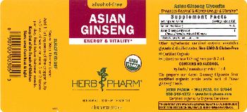 Herb Pharm Asian Ginseng Alcohol-Free - herbal supplement