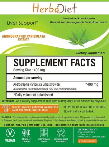 Herbadiet Andrographis Paniculata Extract - supplement