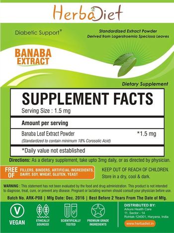 Herbadiet Banaba Extract - supplement