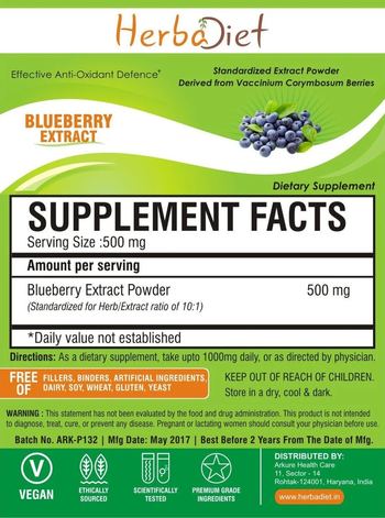 Herbadiet Blueberry Extract - supplement
