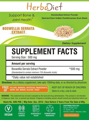 Herbadiet Boswellia Serrata Extract - supplement