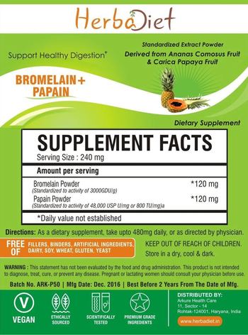 Herbadiet Bromelain+Papain - supplement