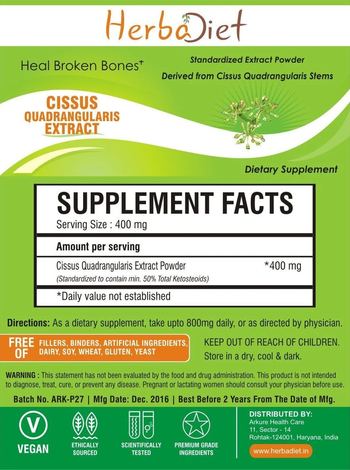 Herbadiet Cissus Quadrangularis Extract - supplement