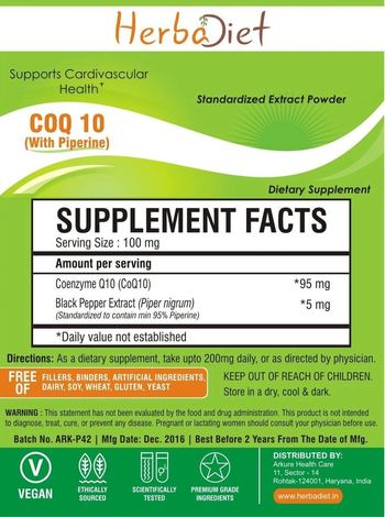 Herbadiet CoQ 10 (with Piperine) - supplement